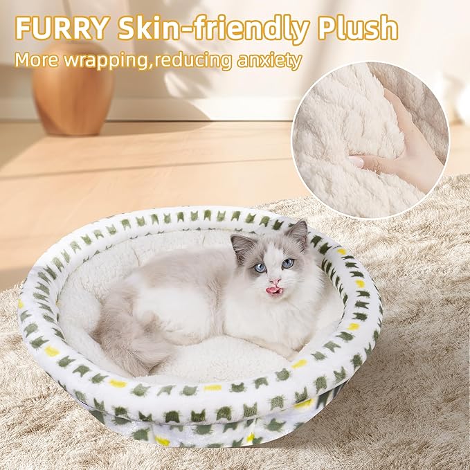 Super Soft Small Dog & Cat Bed, Anti-Anxiety Puppy Cuddler, Cozy Round Fluffy - Image 5