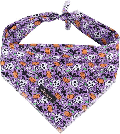 ARING PET Halloween Dog Bandanas, Cotton Purple Pumpkin Ghost Bat Floral Pet by ARINGPET