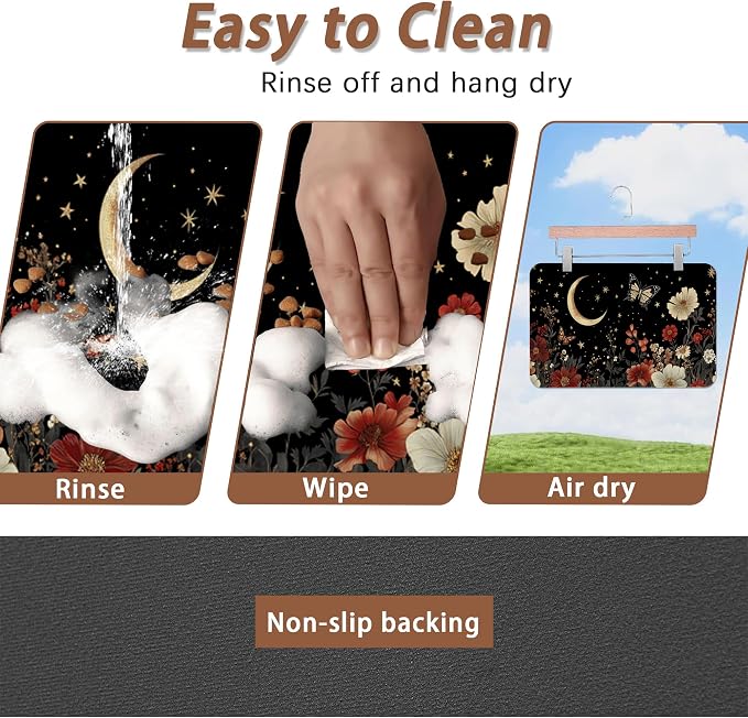 Moon Butterfly Pet Feeding Mat, Vintage Garden Luxury Absorbent Quick-Dry Cat - Image 4
