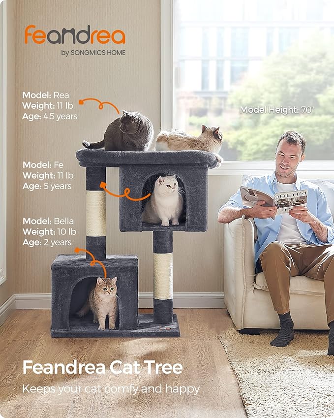 Feandrea Cat Tree, 40.6-Inch Cat Tower, Plush Condo - Image 2