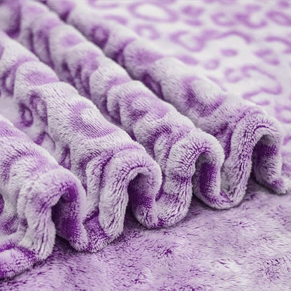 Bnuitland Purple Leopard Print Flannel Throw Blanket, 300 GSM Double Sided - Image 5
