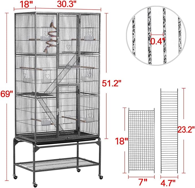 Yaheetech 69-Inch Extra Large Wrought Iron 3 Levels Ferret Chinchilla Sugar - Image 3