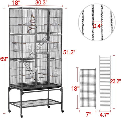 Yaheetech 69-Inch Extra Large Wrought Iron 3 Levels Ferret Chinchilla Sugar - Image 3