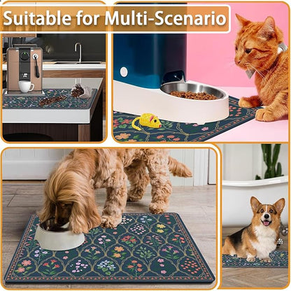 Absorbent Pet Dog Bowl Mat for Food and Water, Pet Cat Food Feeding Mat - Image 7