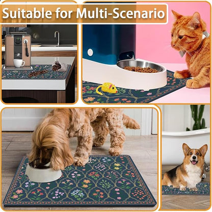 Absorbent Pet Dog Bowl Mat for Food and Water, Pet Cat Food Feeding Mat - Image 7