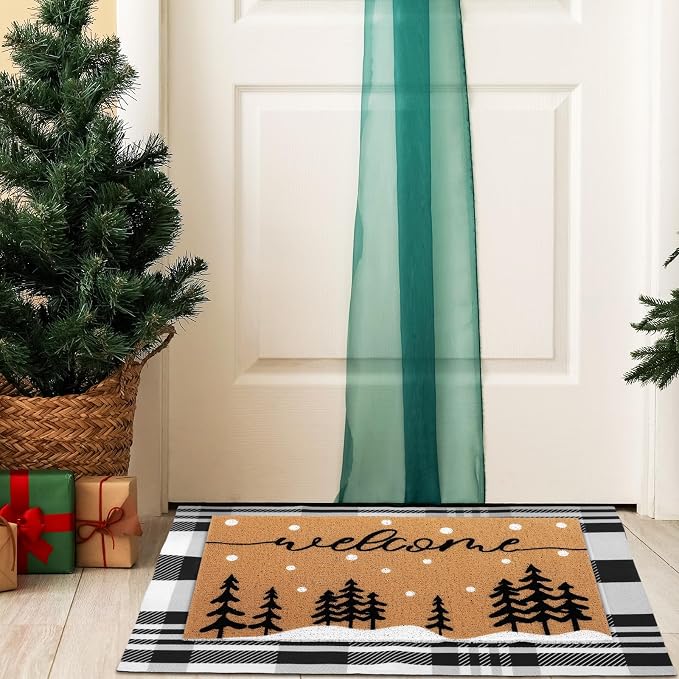 Tinideya 2 Pcs Door Mat Welcome Non Slip Coir Mats Floor Layering Doormats - Image 7