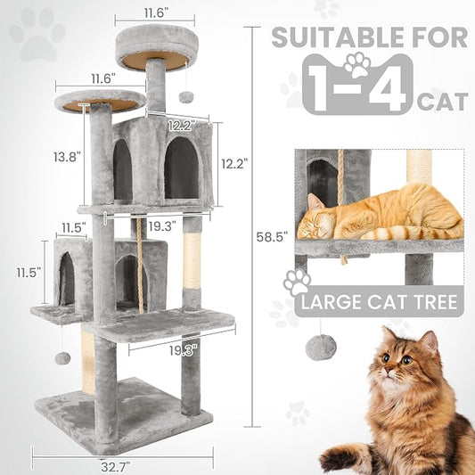 58.5inch Large Cat Tree Tower Condo - Image 2