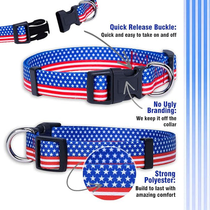 Native Pup American Flag Dog Collar- Red White and Blue- Patriotic Collars - Image 4