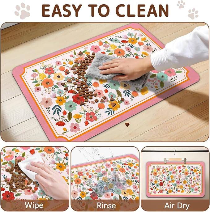 Dog Food Mat for Bowls, Absorbent Quick Dry Dog Cat Mats for Food and Water - Image 6