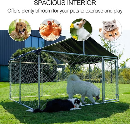 78"x 78" Outdoor Dog Enclosure Heavy Duty Dog Kennel House Mesh Dog Big Cage - Image 2
