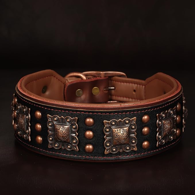 PET ARTIST Soft Padded Leather Dog Collar, 2 inch Wide Genuine Leather Dog - Image 8