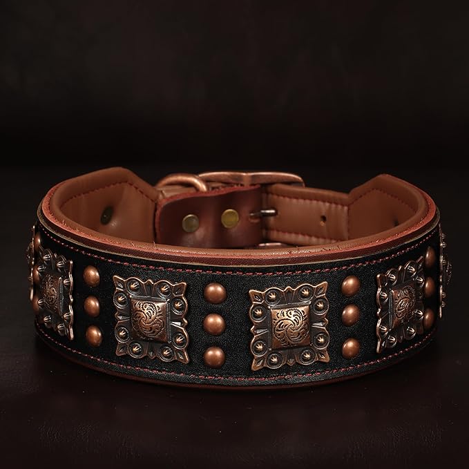 PET ARTIST Upgrade Padded Leather Dog Collar, 2 inch Wide Genuine Leather Dog - Image 8