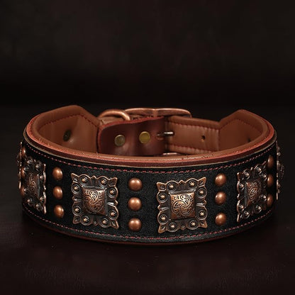 PET ARTIST Upgrade Padded Leather Dog Collar, 2 inch Wide Genuine Leather Dog - Image 8