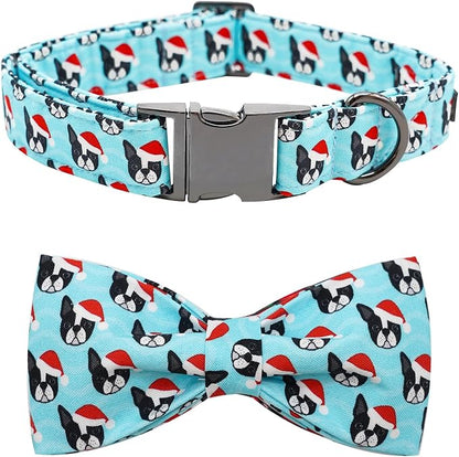 Dog Collar, Christmas Dog Collar Plaid Pet Collar Bow Holiday Bows Girl Boy by BoboRainbow