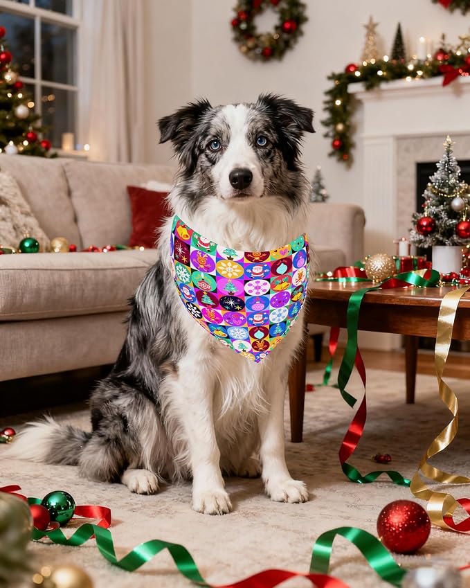 PET SHOW 50 Pack Christmas Big Dog Bandanas Bulk XL Washable Happy New Year - Image 6