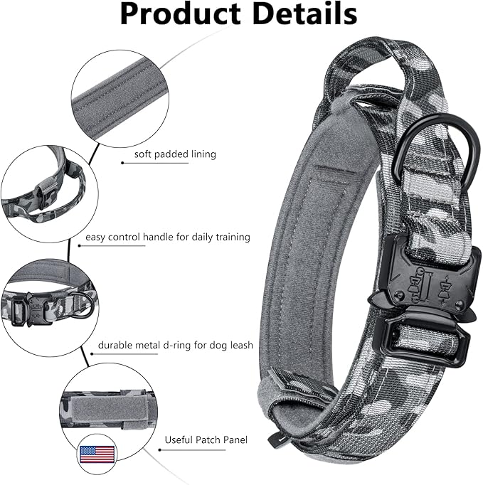 DAGANXI Tactical Dog Collar, Adjustable Military Training Nylon Dog Collar - Image 3