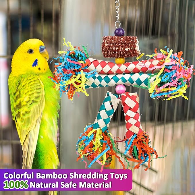 LifeIdeas Bird Shredding Toys, Colorful Bird Foraging Toys - Image 4