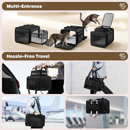 Top and 2 Sides Expandable Cat Carrier 17x11x11, TSA Airline Approved Dog - Image 6