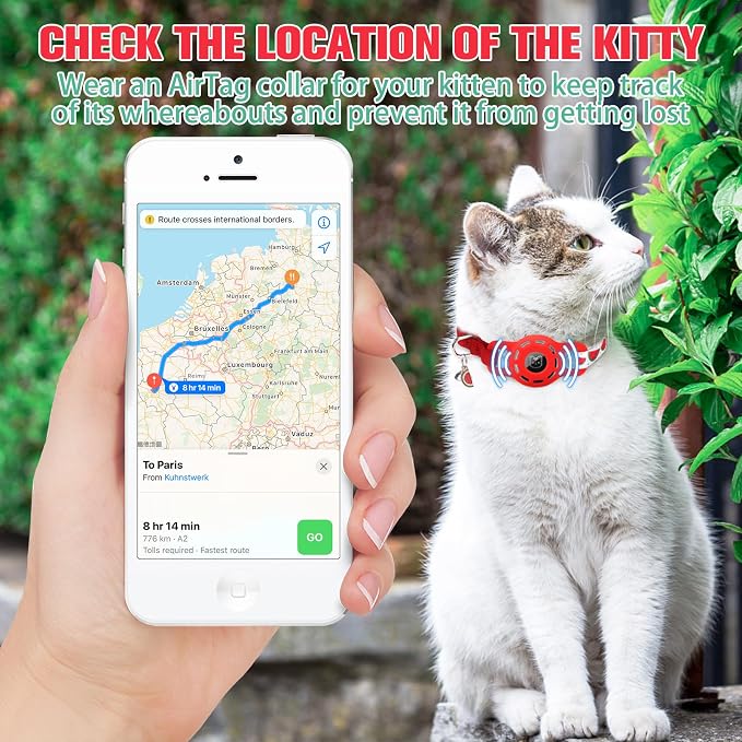 BINGPET AirTag Cat Collar with Bells, Upgraded Safety Elastic Cat Collar with - Image 4