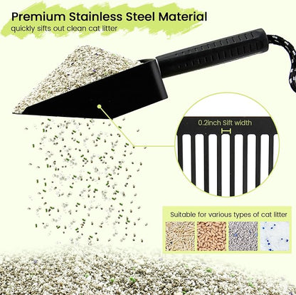 Metal Cat Litter Scooper with Holder, Stainless Steel Metal Litter Scoop - Image 4