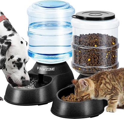 2 Pack Automatic Cat Feeder and Water Dispenser in Set Pet Food Bowl by Pawzone
