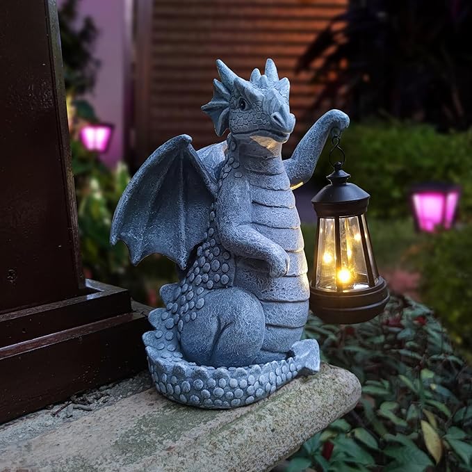 Dragon Solar Outdoor Garden Statue - Image 3