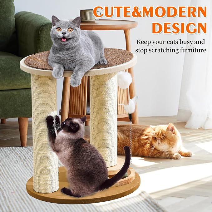 Wood Cat Tree Tower with Scratching Posts – Handmade Cat Condo - Image 3