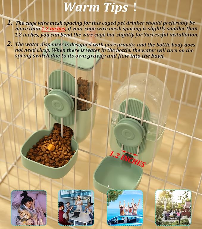 Kenond 35oz Hanging Automatic Pet Food Water Dispenser, Auto Gravity Pet Feeder - Image 6