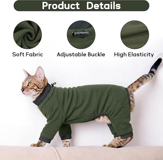 PUMYPOREITY Sticky Hair Cat Clothes, Prevent Hair Loss Cat Pajamas, Soft Cat - Image 4