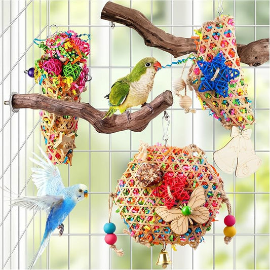 Bird Toys, Parakeet Foraging Toys, Hanging Chewing Toys by Matutinus