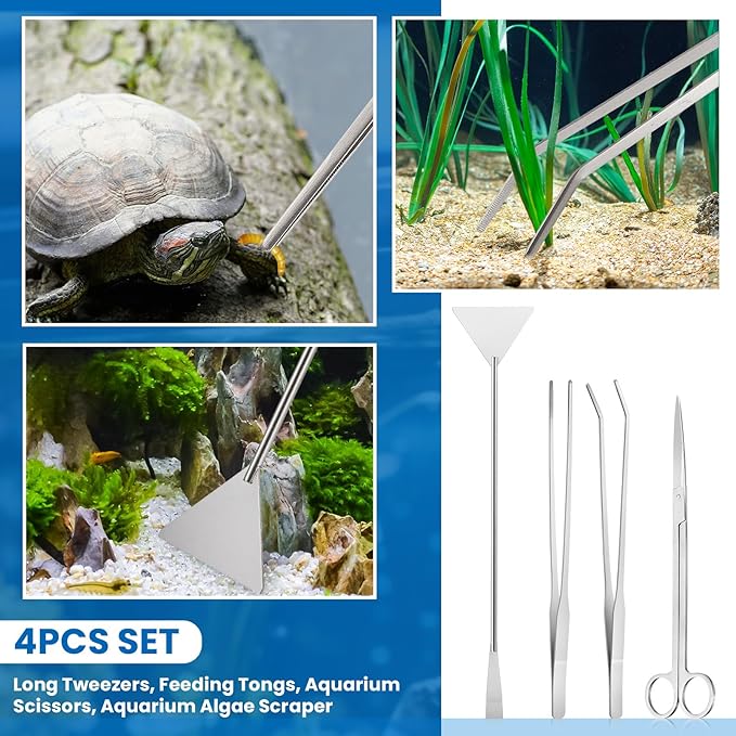 Aquarium Fish Tank Cleaning Tool Kit Include 4 Pcs Long Aquascape Tools Kit 1 - Image 5