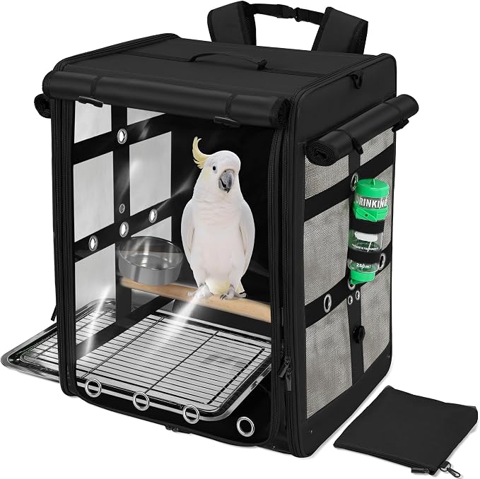 Suertree Bird Carrier Travel Cage, Cockatoo Carrier, Parrot Travel Backpack by Suertree
