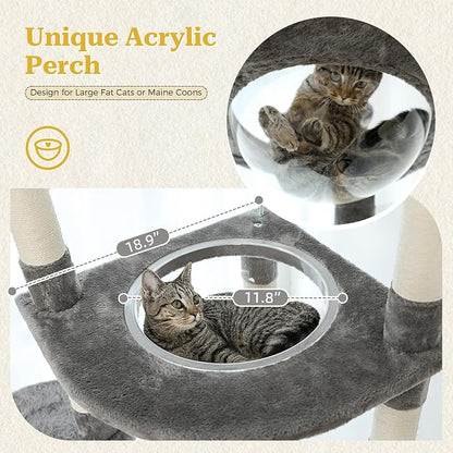 PETEPELA Floor to Ceiling Cat Tree, 92.9''-101.6''Height Adjustable Cat Tower - Image 4