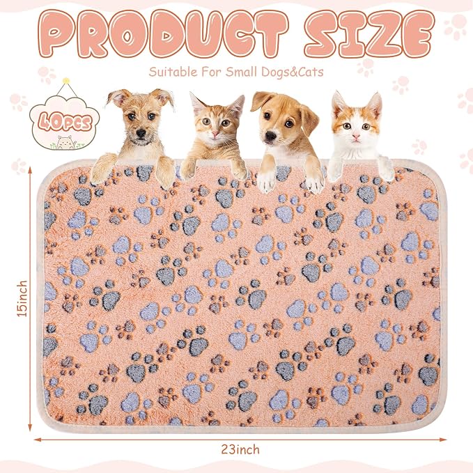 Chumia 40 Pcs Blankets Soft Fluffy Fleece Washable Pet Dog Sleep mat Paw Print - Image 2
