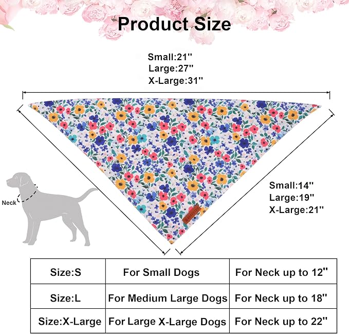 ADOGGYGO Floral Dog Bandanas 2 Pack, Reversible Cute Flower Scarf, Premium - Image 4