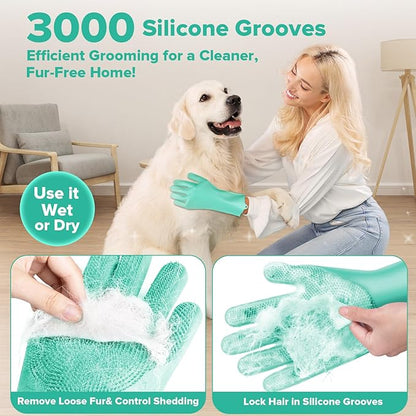 6PCS Pet Grooming Kit for Dogs, Cats and Horses | Dog Washing Gloves | Dog Bath - Image 3