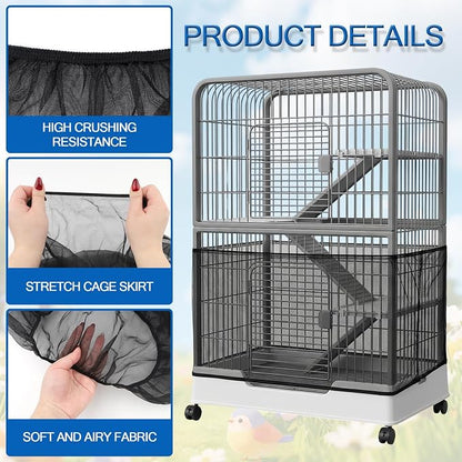 Large Bird Cage Cover, Breathable Nylon Mesh Seed Catcher - Image 3