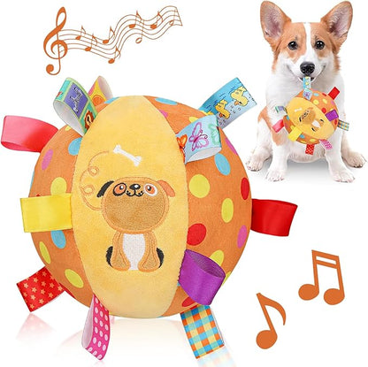 Dog Squeaky Plush Toy with Straps, 6-Inch Soft Stuffed Ball with Cotton by LetalongPetSupplies