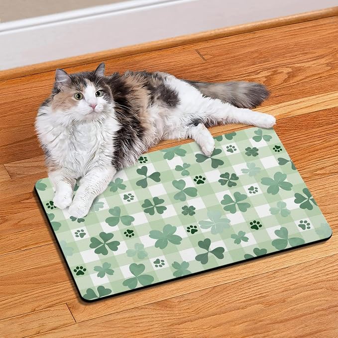 St Patricks Day Dog Food & Water Mat, Super Absorbent Cat Bowl Mat - Image 5