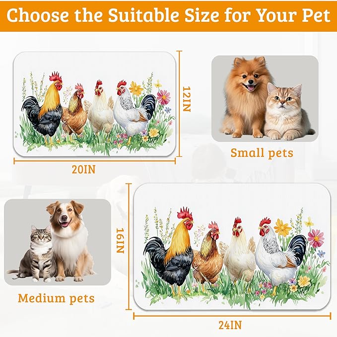 Chicken Rooster Dog Cat Food Mat - Image 6