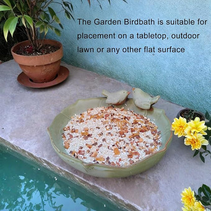Ceramic Bird Bath for Outside on Ground, 9.45-Inch Birds Bath Bowl Only - Image 4