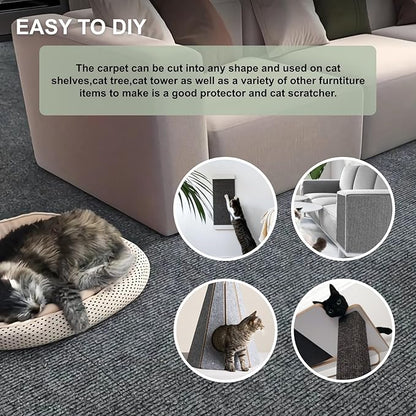Cat Scratching Climbing Carpet Mat, Adhesive Trimmable Cat Scratcher Furniture - Image 5