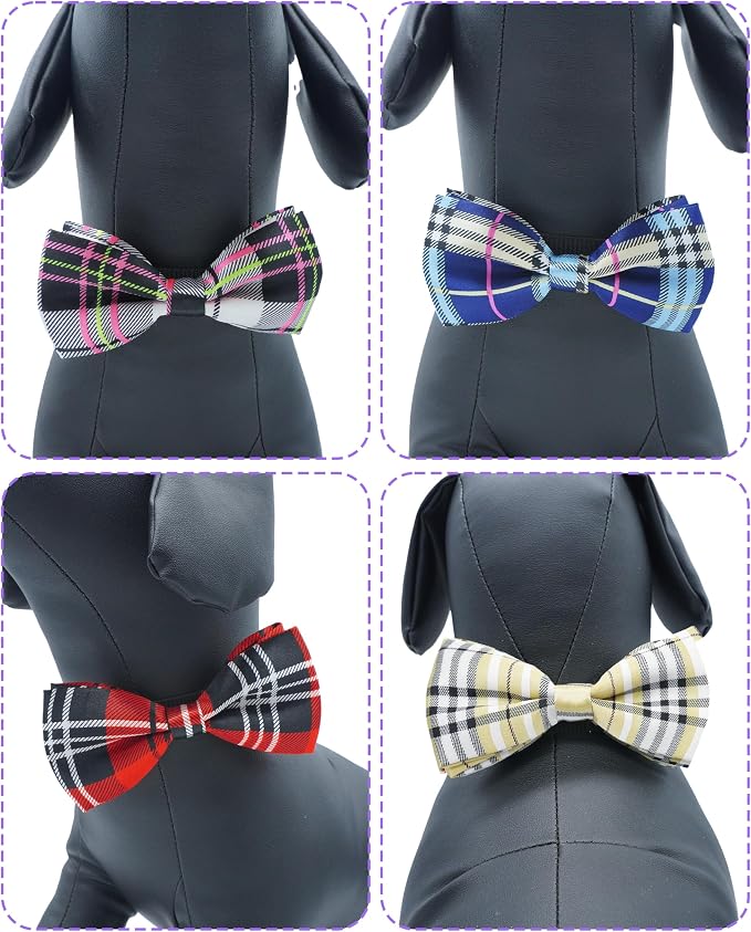 PET SHOW 8 Pack Plaid Big Dogs Collar Bow Ties - Image 4