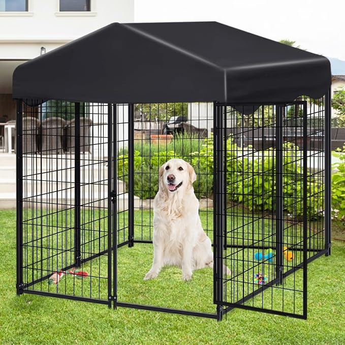 Dog Kennel Outdoor, 4.5' x 4' x 4' Outside Dog Kennel by Jhsomdr