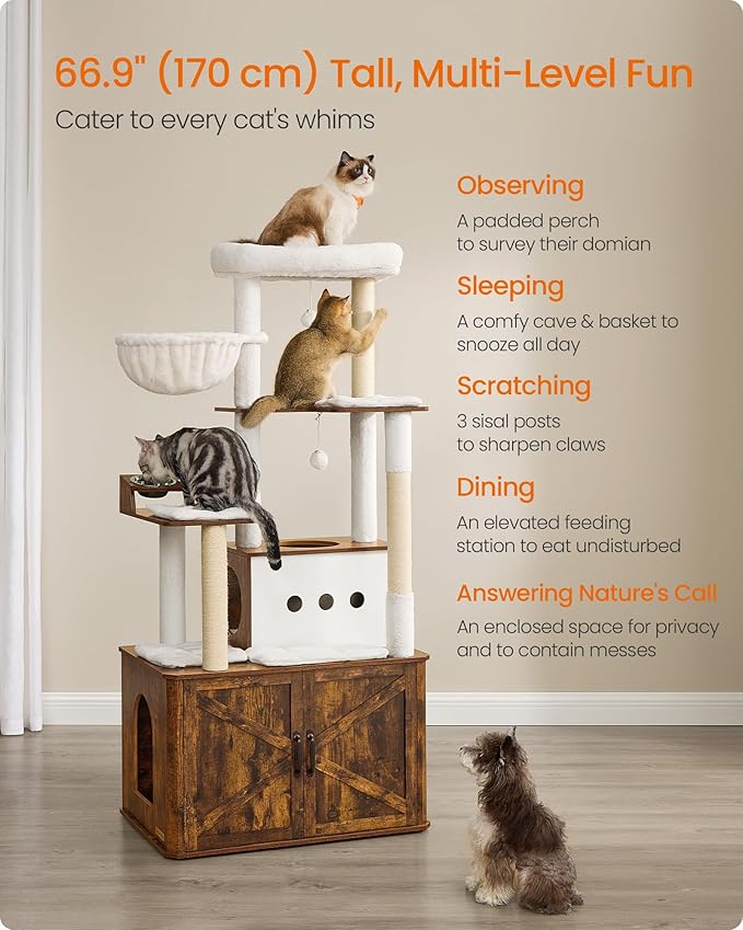 Feandrea Cat Tree, 66.9-Inch Cat Tower - Image 3