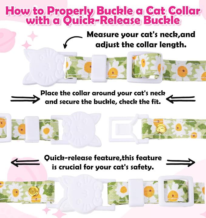 2 Pack Cat Collar Breakaway, Daisy Collar - Image 4