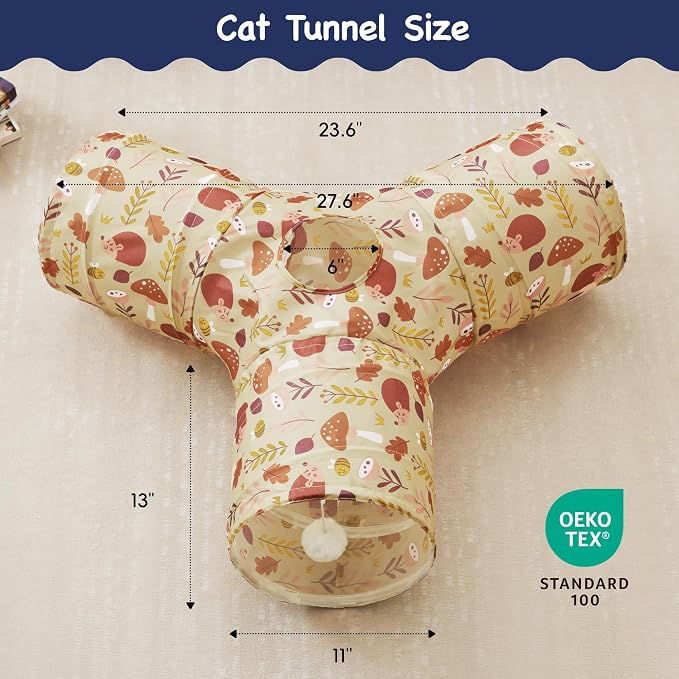 Tempcore Pet Cat Tunnel Tube Cat Toys 3 Way Collapsible, Cat Tunnels - Image 2