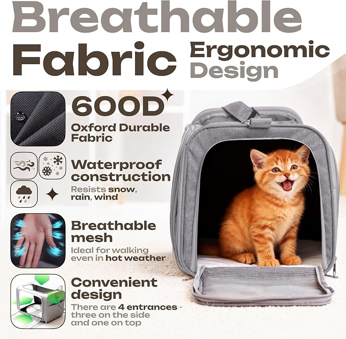 Pet Carrier for Cats, Guinea Pigs – Airline Approved Soft-Sided Travel Bag - Image 6