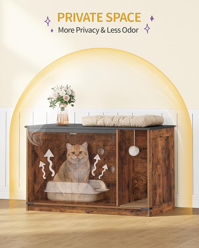 Cat Litter Box Enclosure, Hidden Litter Box Cabinet Furniture - Image 5
