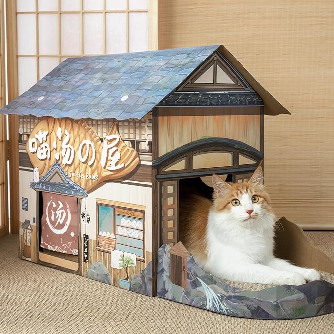 SMILE PAWS Cat Beds for Indoor Cats, Cardboard Cat House - Image 6